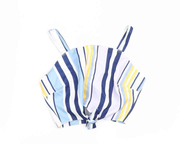Zaful Womens Blue Striped  Cropped Blouse Size S