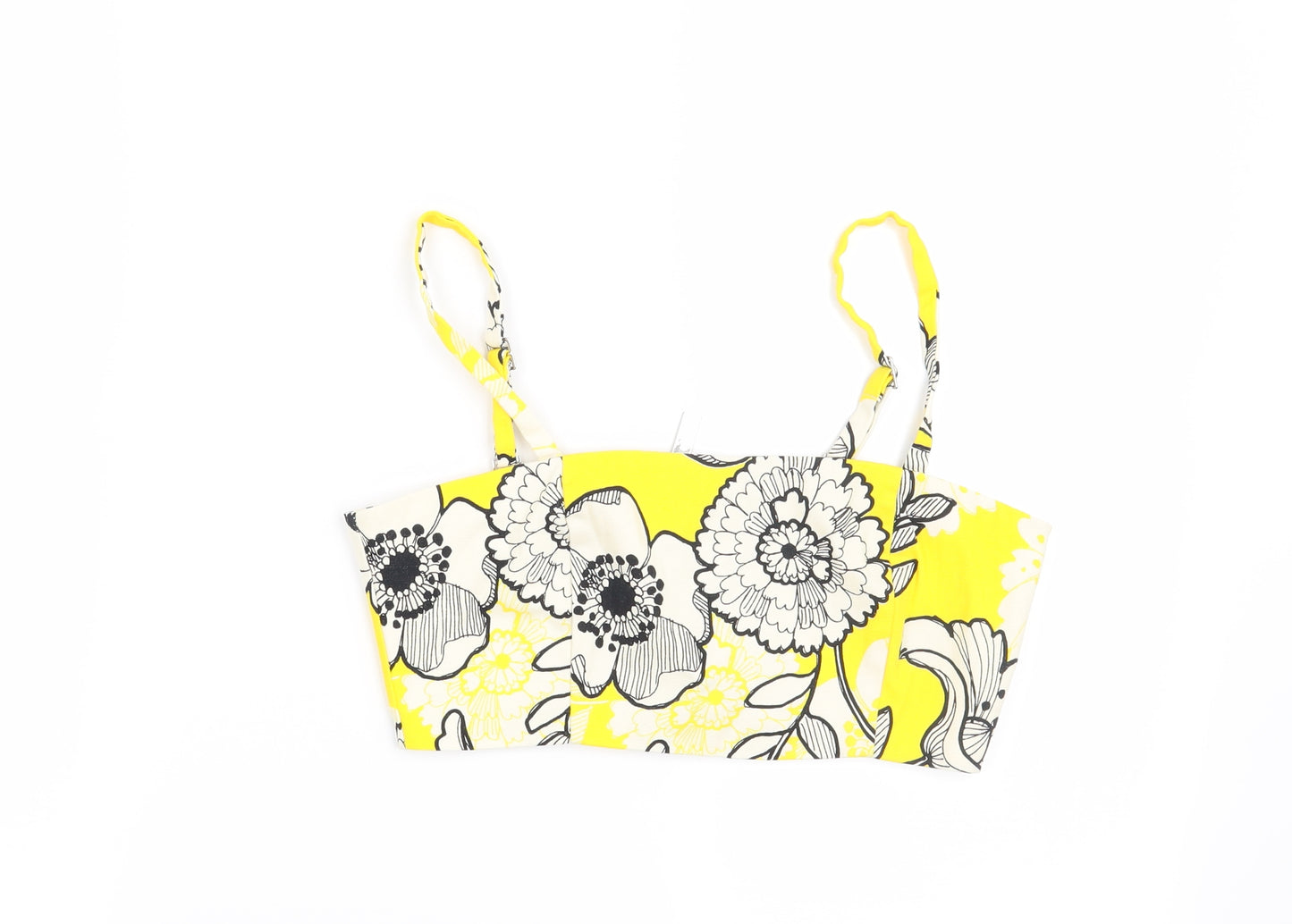 River Island Womens Yellow Floral  Cropped Blouse Size 6