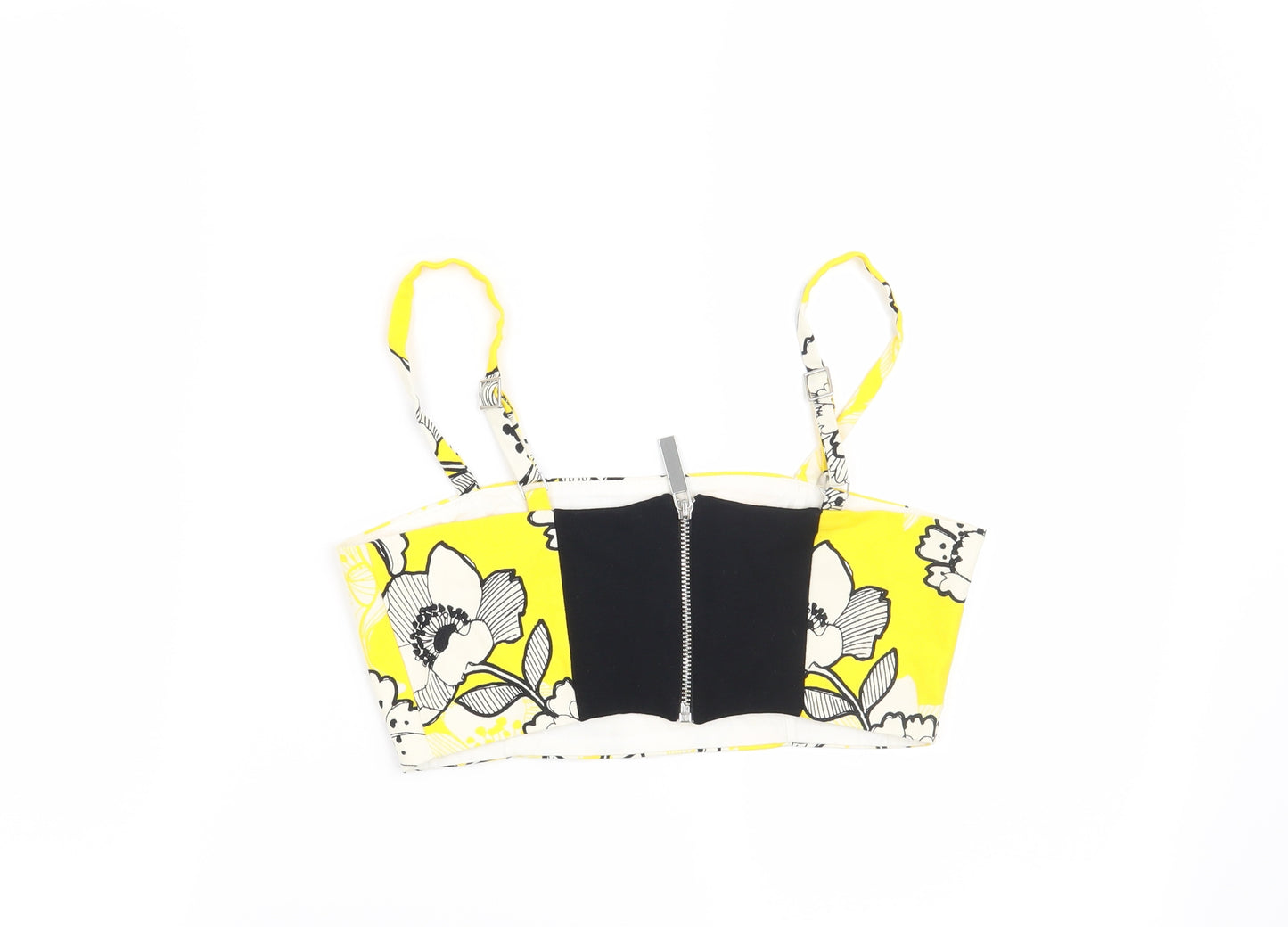 River Island Womens Yellow Floral  Cropped Blouse Size 6
