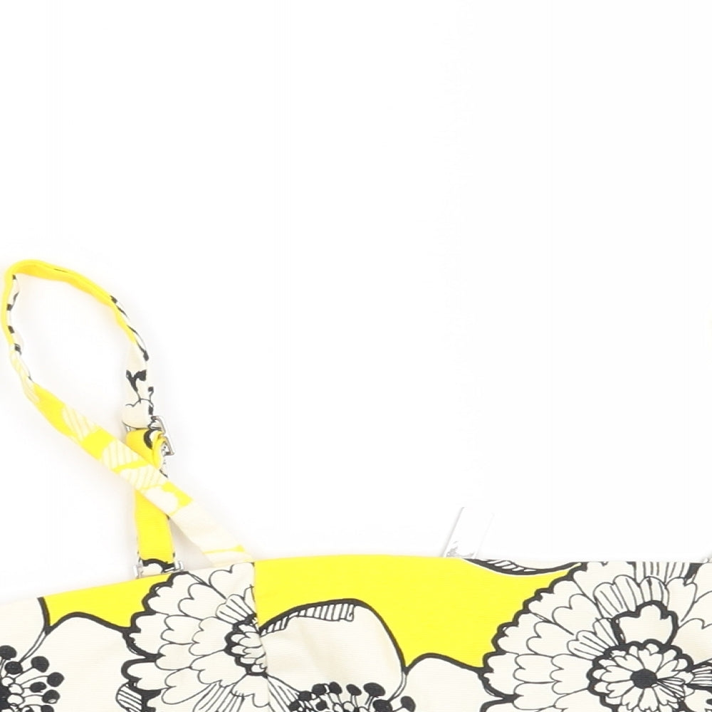River Island Womens Yellow Floral  Cropped Blouse Size 6