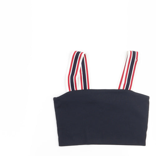 Monki Womens Blue Striped  Cropped Blouse Size XS