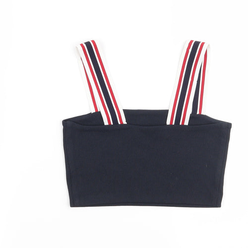 Monki Womens Blue Striped  Cropped Blouse Size XS
