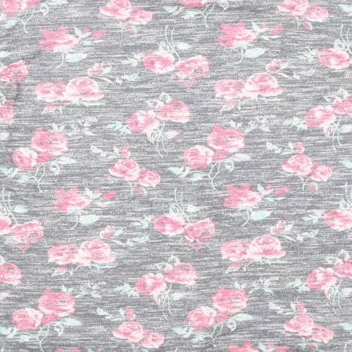 Primark Girls Grey Floral  Basic T-Shirt Size 12-13 Years  - Positive Vibes Always