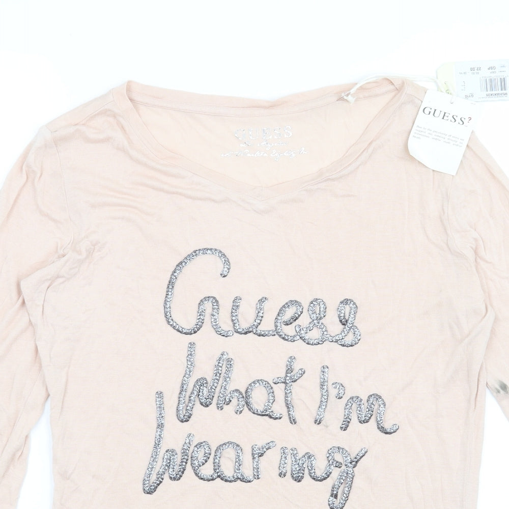 GUESS Womens Pink   Basic T-Shirt Size 12