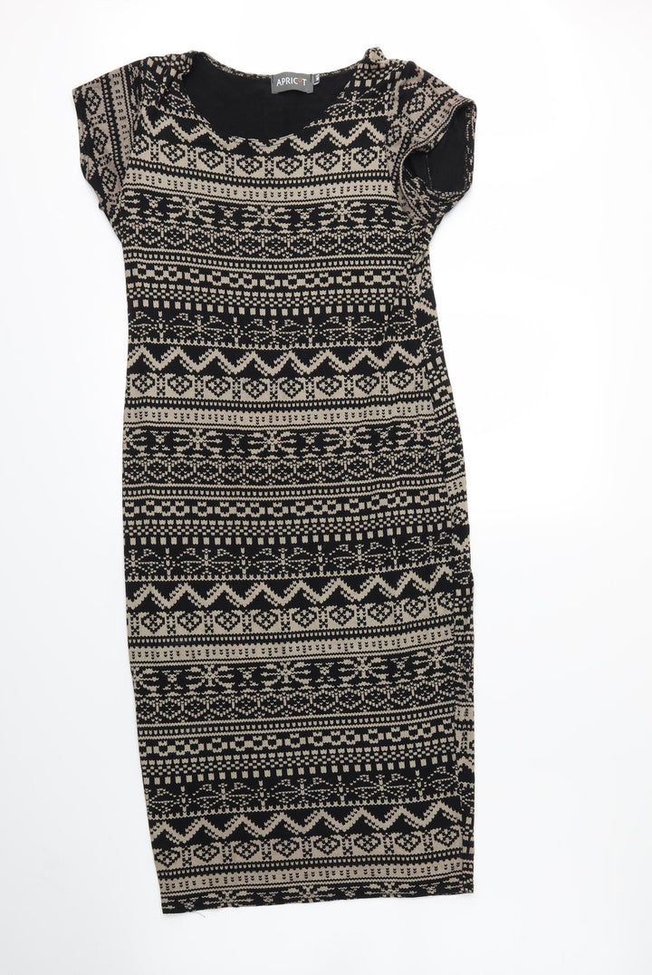 Apricot Womens Black Geometric Bodycon Size M