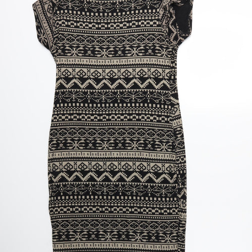 Apricot Womens Black Geometric  Bodycon  Size M