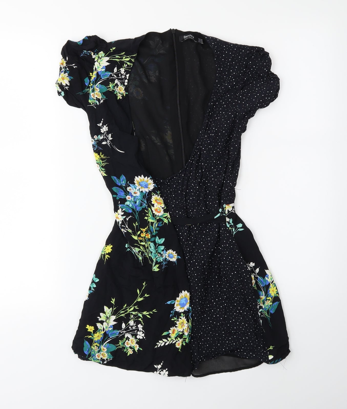 Bershka Womens Blue Floral  Playsuit One-Piece Size XS
