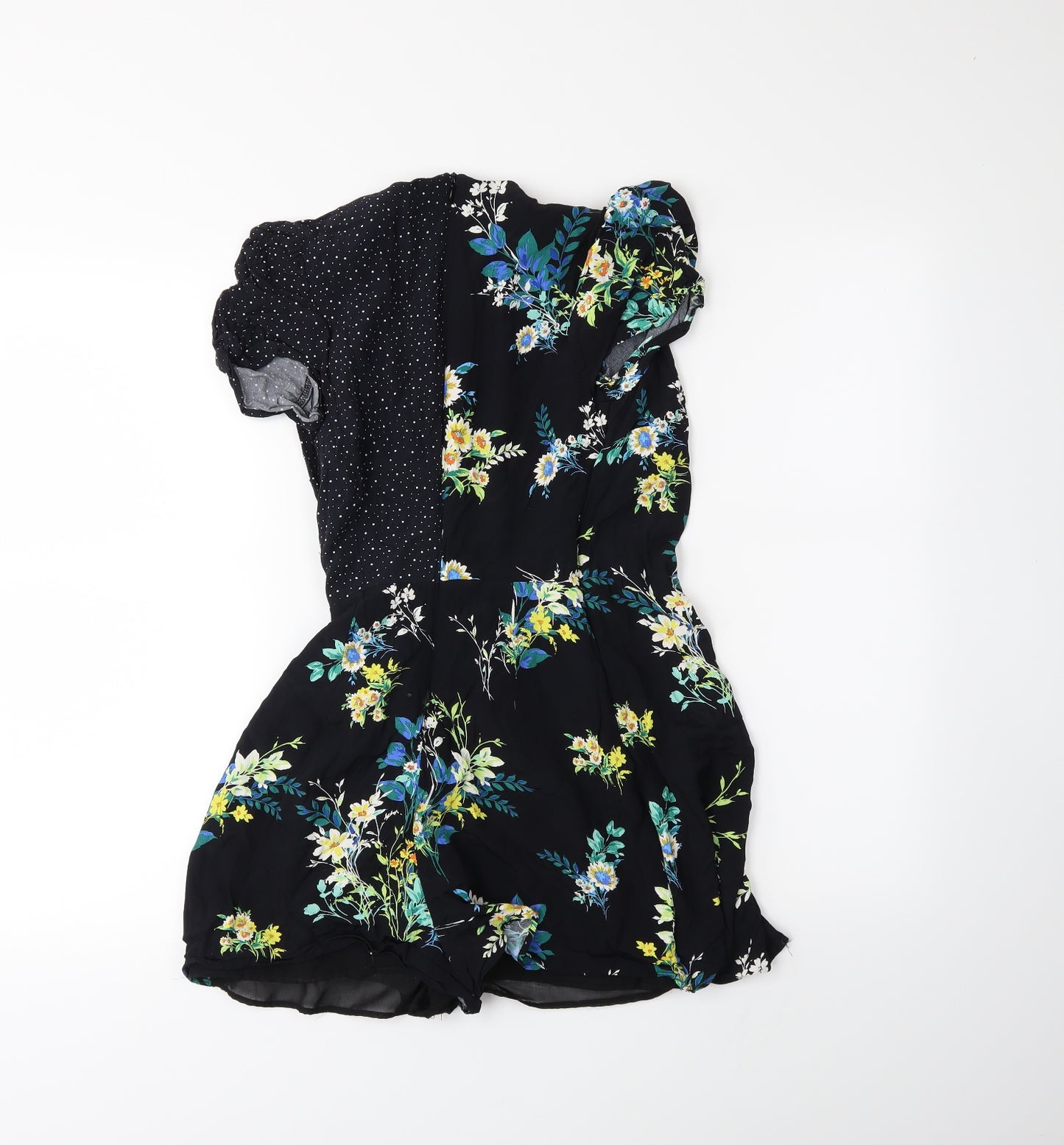 Bershka Womens Blue Floral  Playsuit One-Piece Size XS
