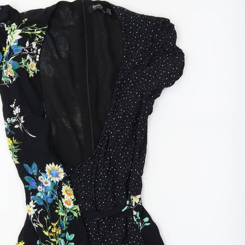 Bershka Womens Blue Floral  Playsuit One-Piece Size XS