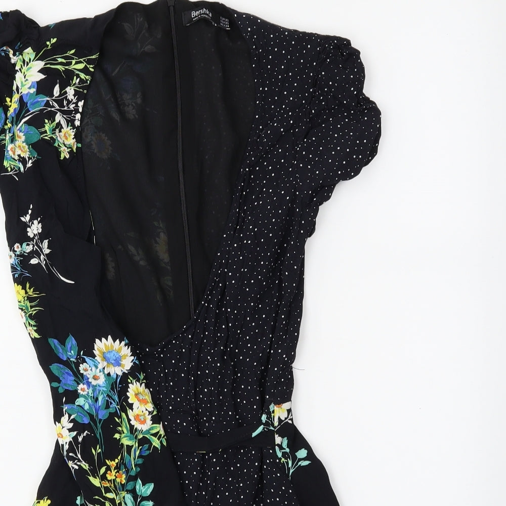 Bershka Womens Blue Floral  Playsuit One-Piece Size XS