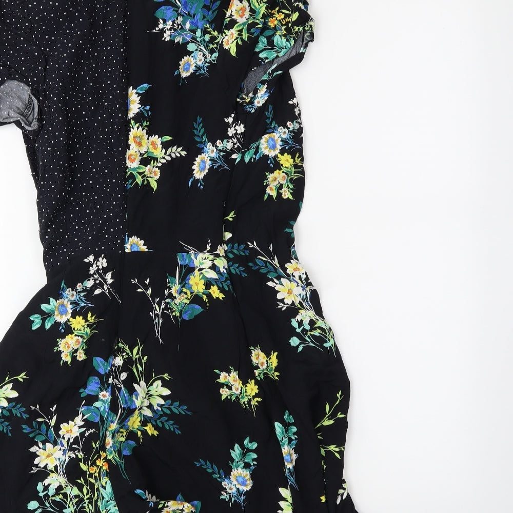 Bershka Womens Blue Floral  Playsuit One-Piece Size XS