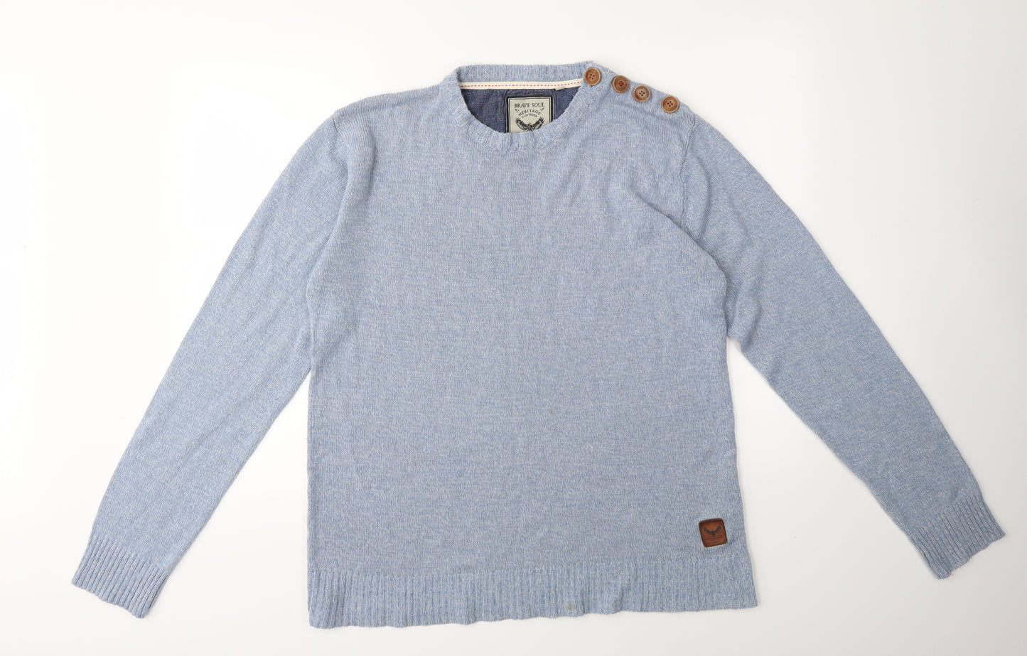 Brave Soul Mens Blue  Knit Pullover Jumper Size L