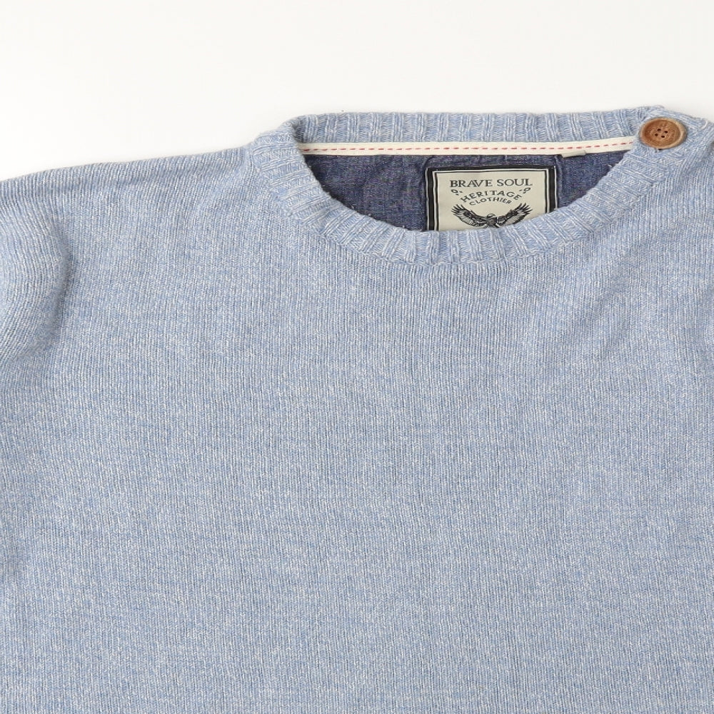 Brave Soul Mens Blue  Knit Pullover Jumper Size L