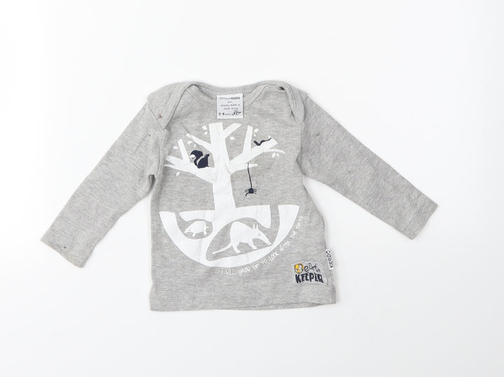 Preworn Baby Grey Basic T-Shirt Size 3-6 Months