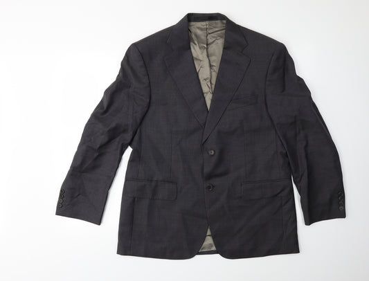 Front view of Marks and Spencer men’s grey jacket suit jacket, size 40