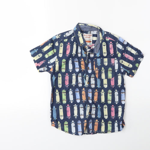 TU Girls Beige Geometric  Basic Button-Up Size 7 Years