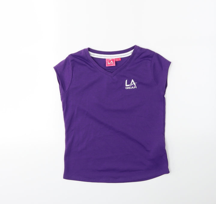 LA Gear Girls Purple Basic T-Shirt Size 7 Years