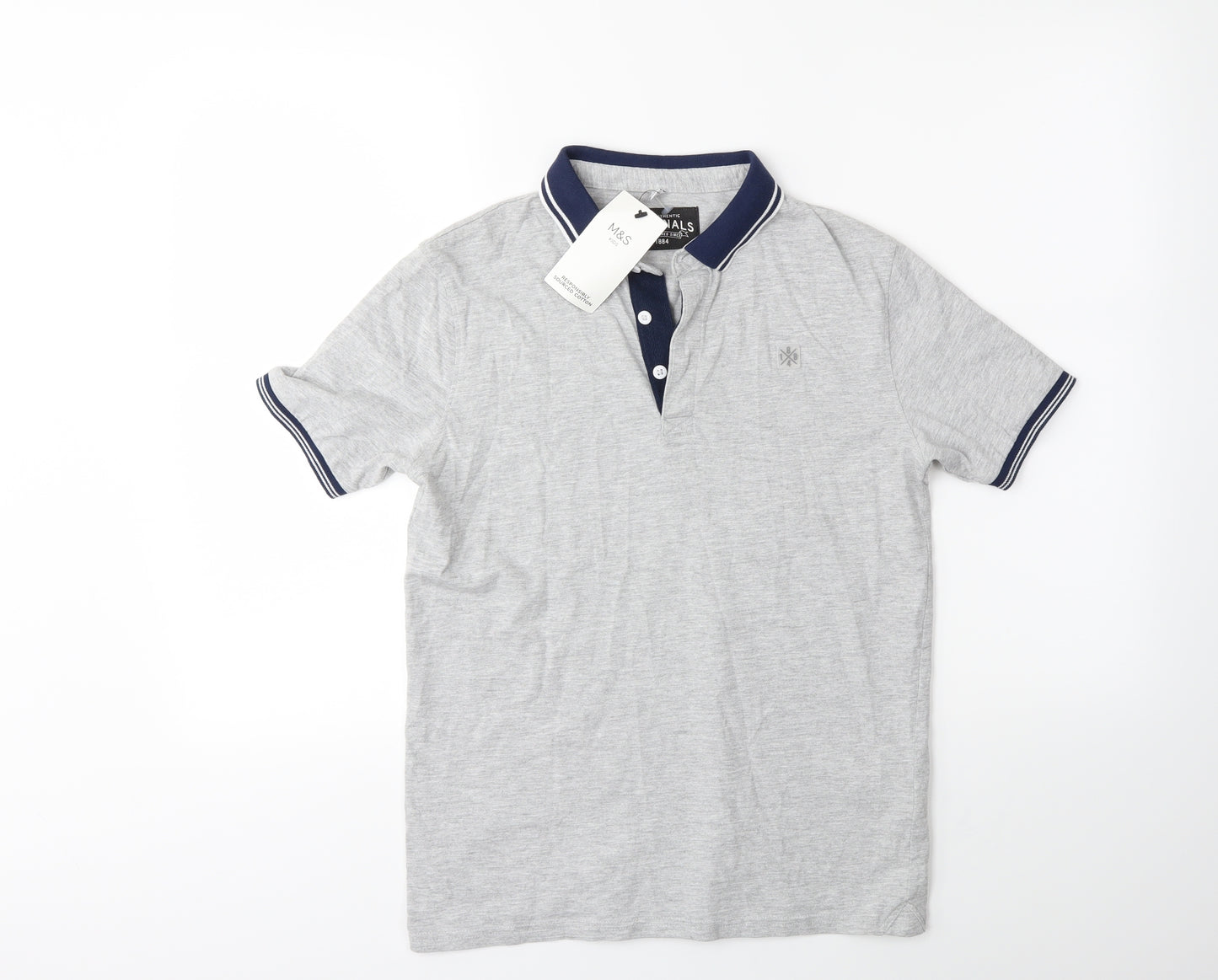 Marks and Spencer Boys Grey   Basic Polo Size 13 Years