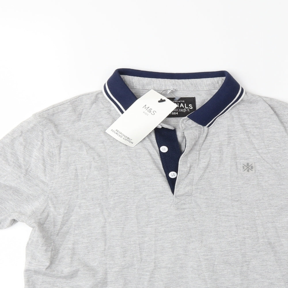 Marks and Spencer Boys Grey   Basic Polo Size 13 Years
