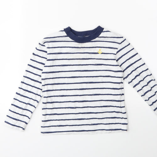 Little Me Boys White Striped  Basic T-Shirt Size 4 Years