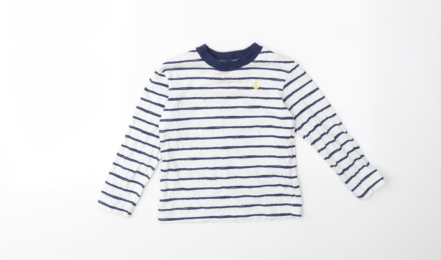 Little Me Boys White Striped  Basic T-Shirt Size 4 Years