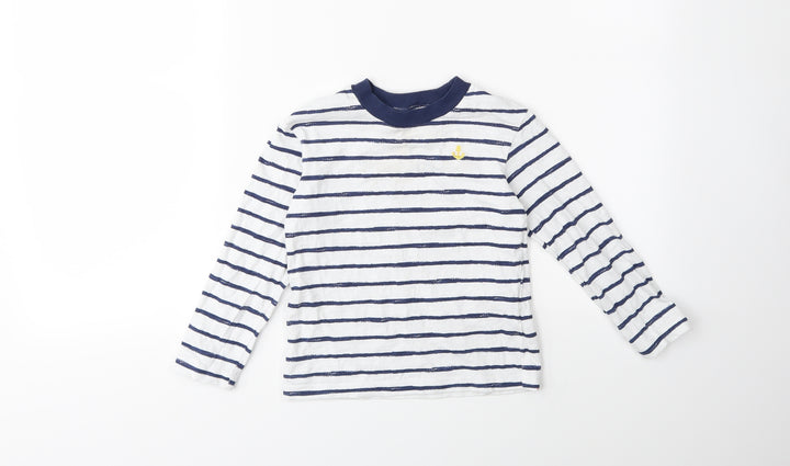 Little Me Boys White Striped  Basic T-Shirt Size 4 Years