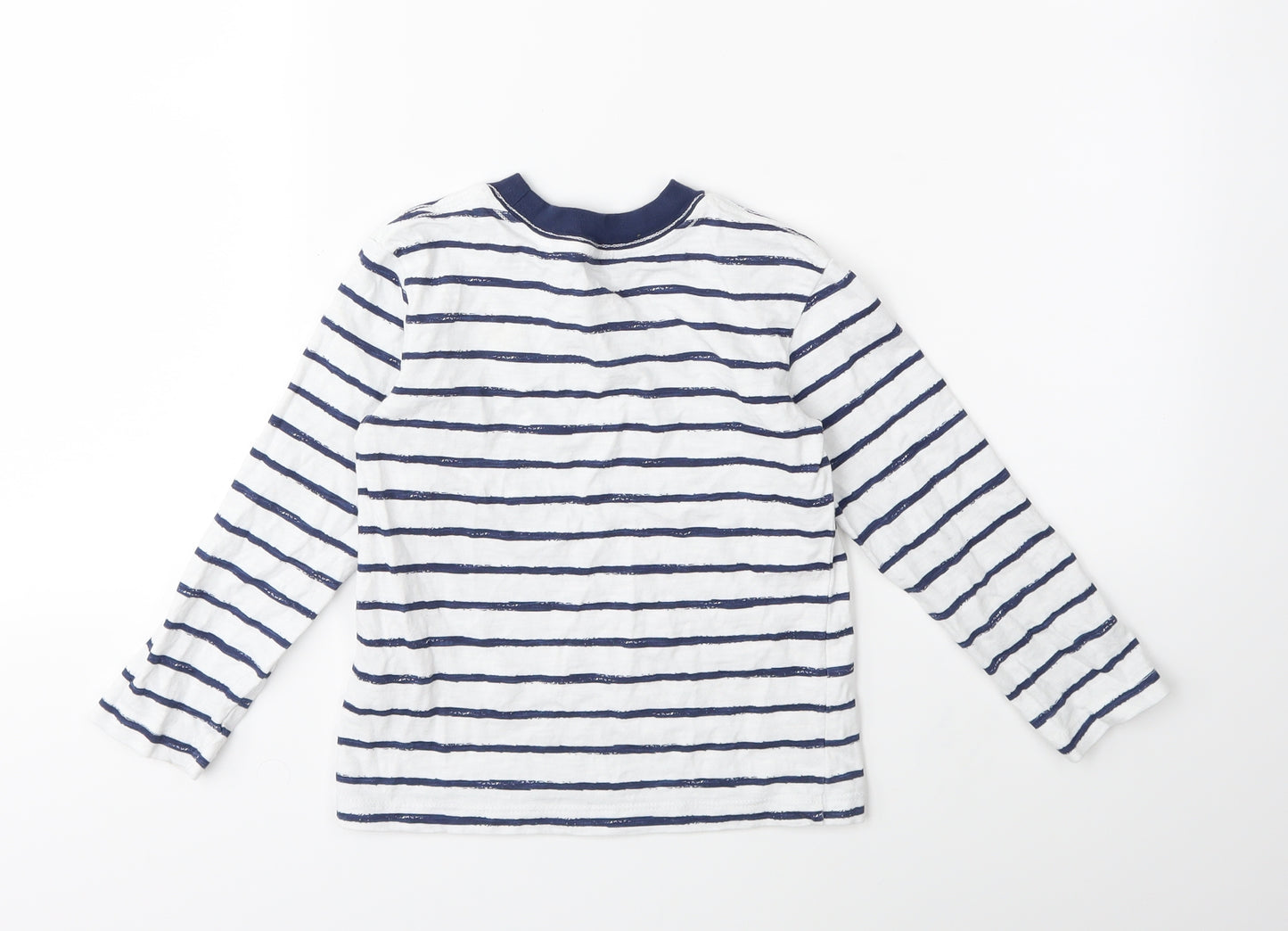 Little Me Boys White Striped  Basic T-Shirt Size 4 Years