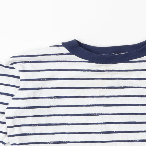 Little Me Boys White Striped  Basic T-Shirt Size 4 Years