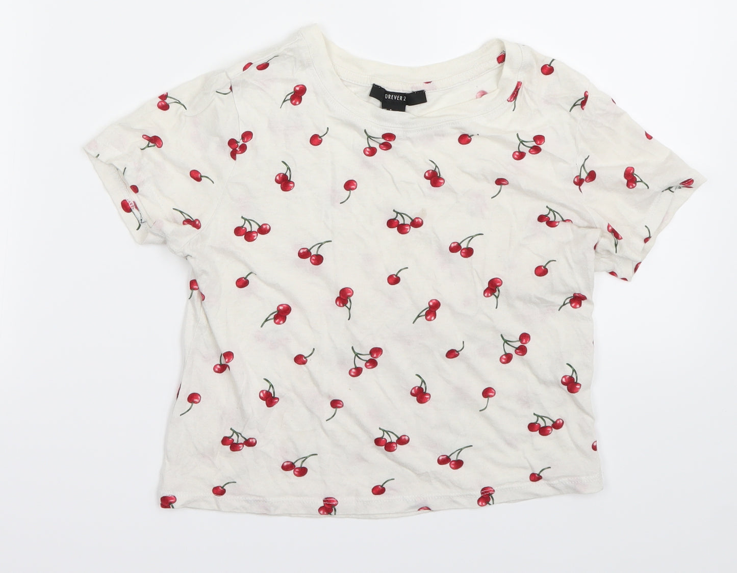 FOREVER 21 Womens White   Cropped T-Shirt Size S