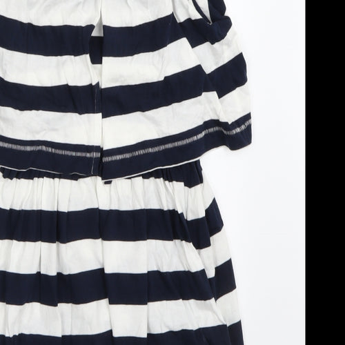 NEXT Girls White Striped  A-Line  Size 9 Years