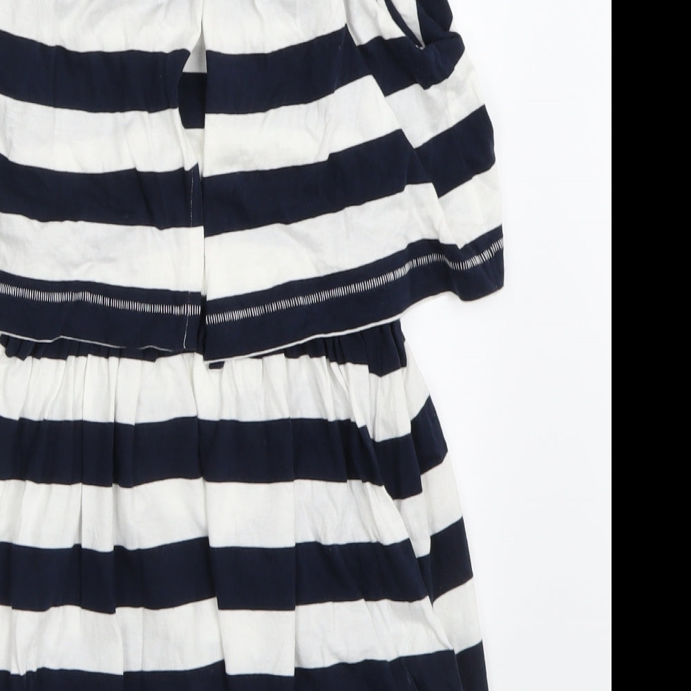 NEXT Girls White Striped  A-Line  Size 9 Years
