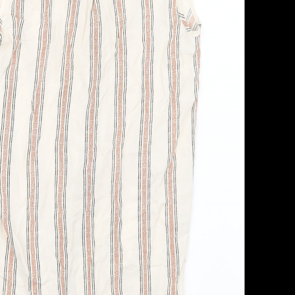Primark Womens White Striped  Basic Button-Up Size 8