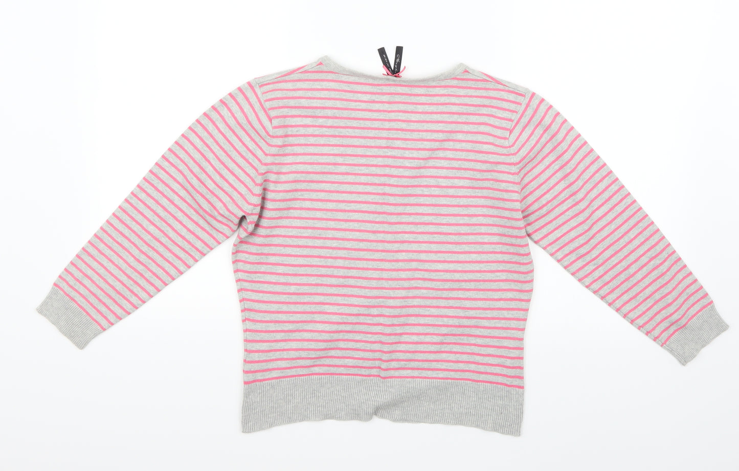 Primark Womens Grey Striped  Cardigan Jumper Size 14