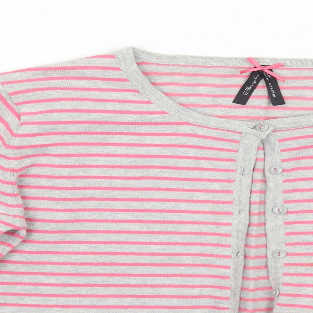 Primark Womens Grey Striped  Cardigan Jumper Size 14