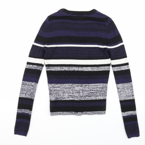 Newlook Womens Black Striped  Pullover Jumper Size 8