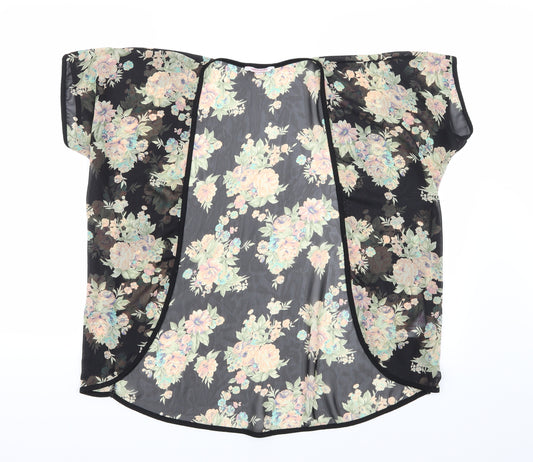 Miss Evie Girls Black Floral  Cardigan Jumper Size 13 Years