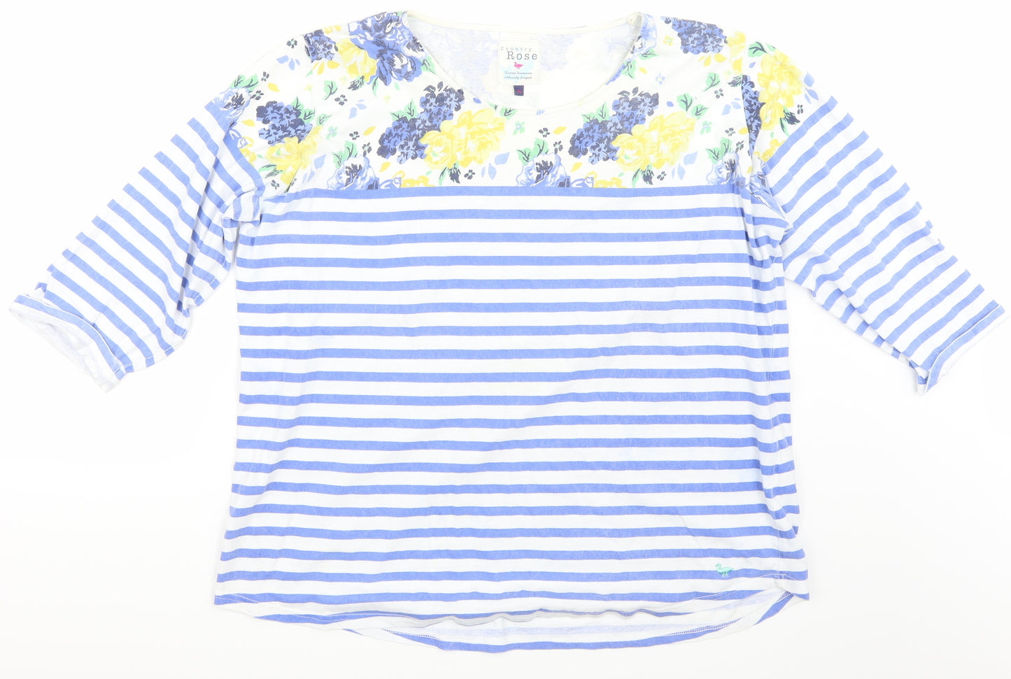 Country rode Womens White Striped  Basic T-Shirt Size XL
