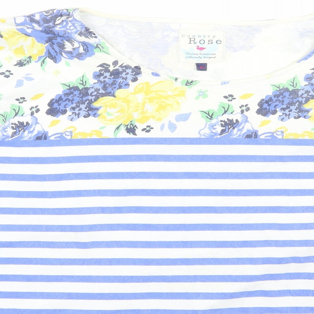Country rode Womens White Striped  Basic T-Shirt Size XL