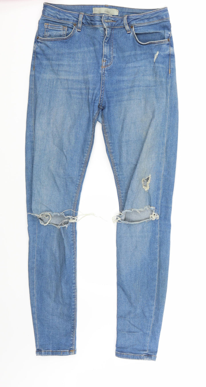Topshop Womens Blue Skinny Jeans Size 28 L32 in