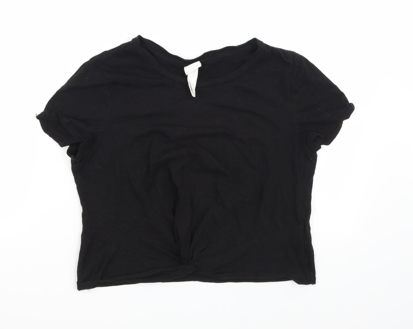 H&M Womens Black   Cropped T-Shirt Size S