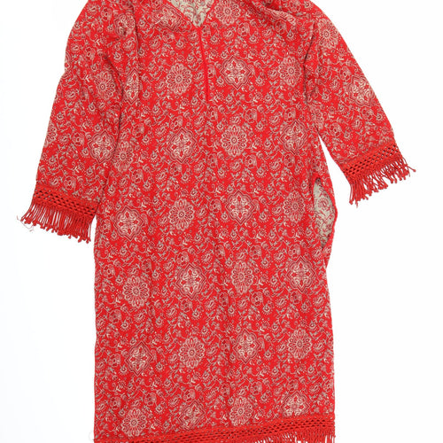 Preworn Womens Red Floral Knit Pullover Jumper Size S