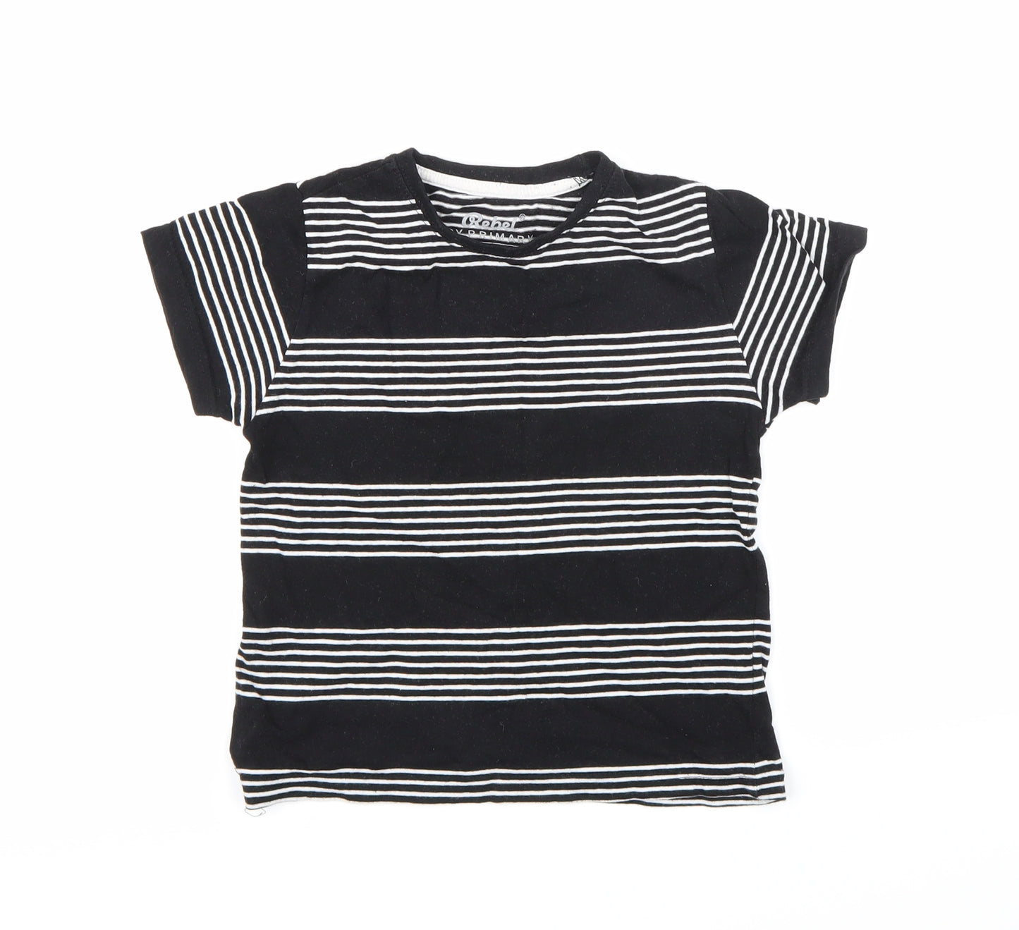 Rebel Boys Black Striped  Basic T-Shirt Size 5-6 Years