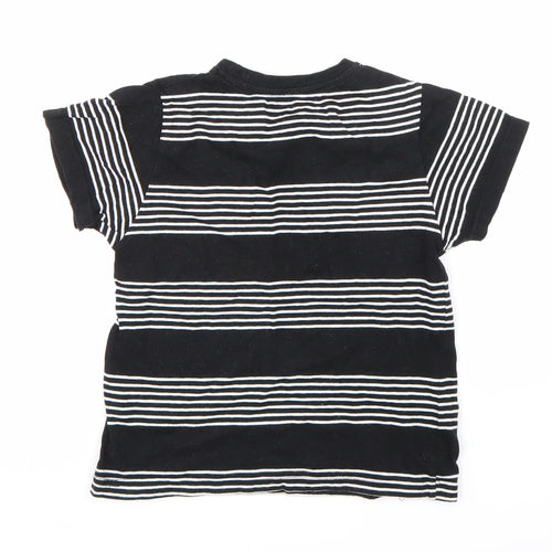 Rebel Boys Black Striped  Basic T-Shirt Size 5-6 Years