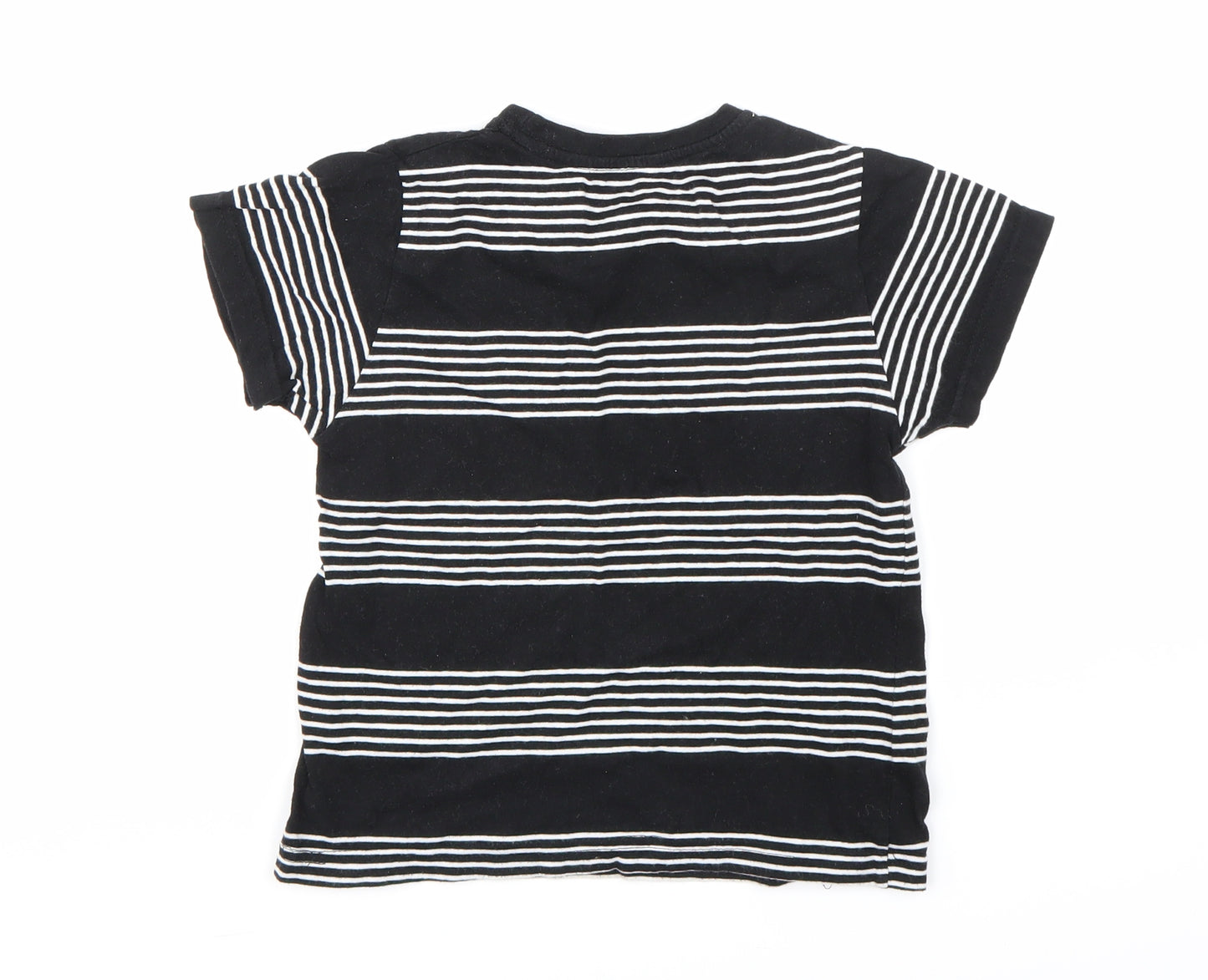 Rebel Boys Black Striped  Basic T-Shirt Size 5-6 Years