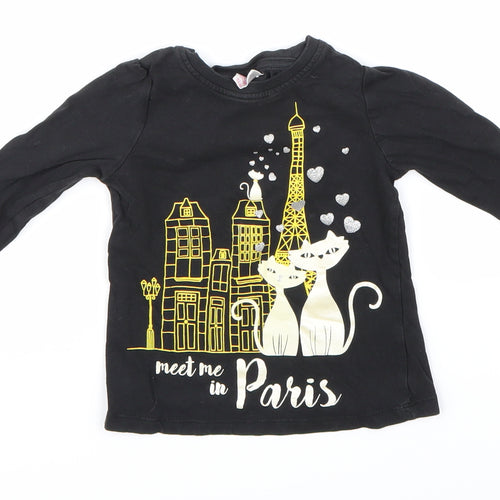 So Cute Girls Black   Basic T-Shirt Size 18-24 Months