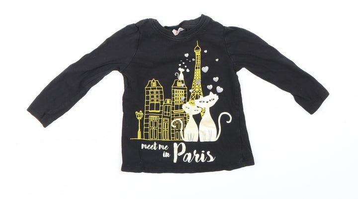 So Cute Girls Black   Basic T-Shirt Size 18-24 Months