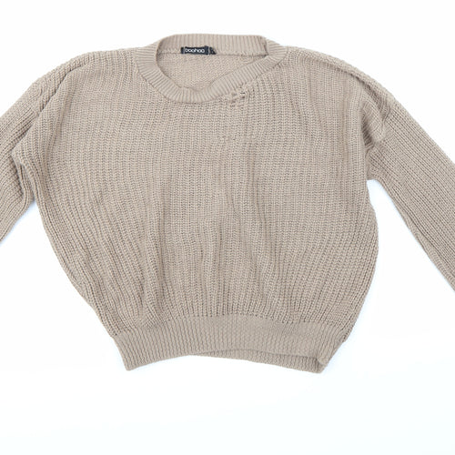 Boohoo Womens Brown  Knit Pullover Jumper Size M