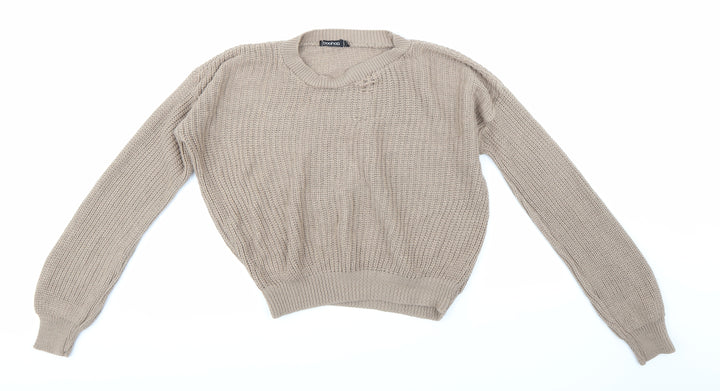 Boohoo Womens Brown  Knit Pullover Jumper Size M