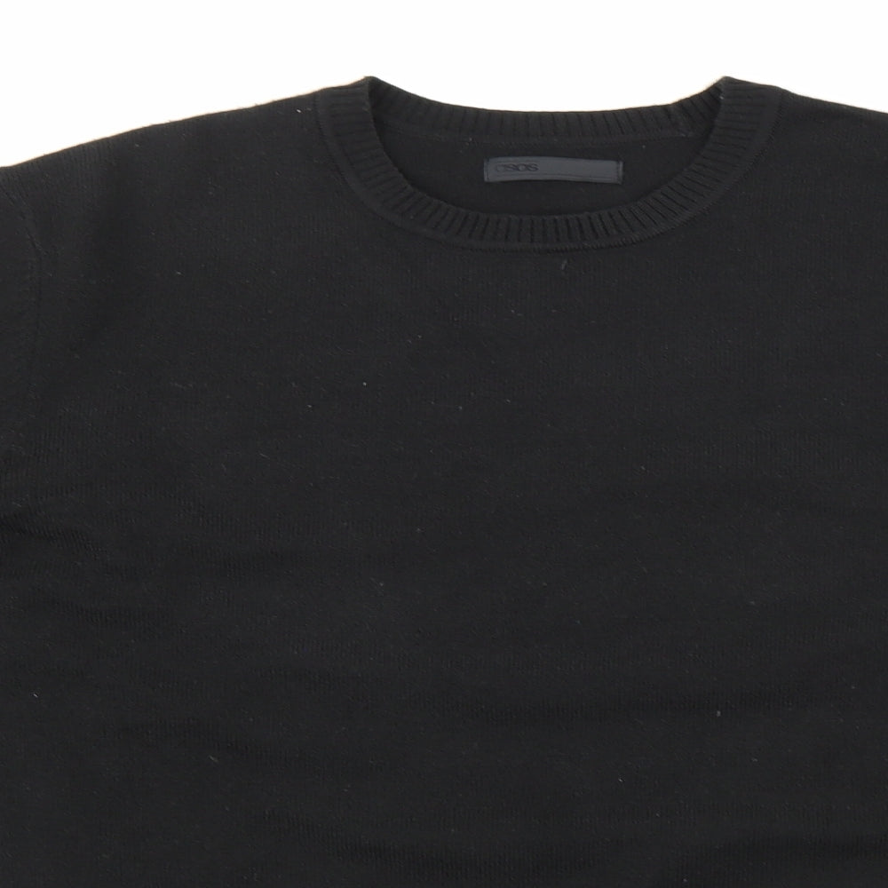 ASOS Mens Black  Knit Henley Jumper Size M