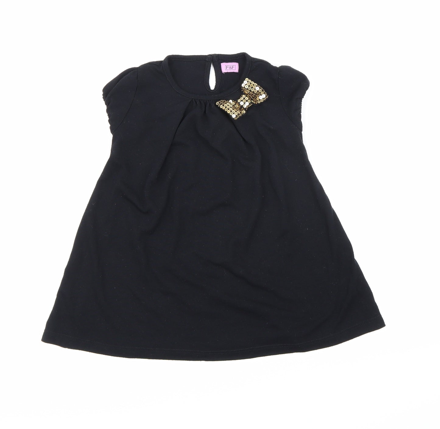 F&F Girls Black   Basic T-Shirt Size 2-3 Years